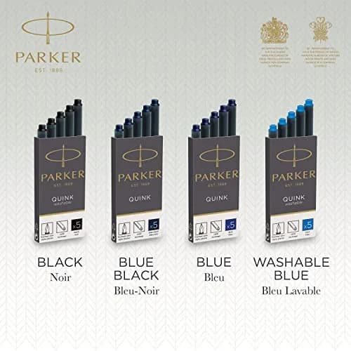 Parker Quink Fountain Pen Refill Pack of 5 Blue-Black Ink Cartridges | Smooth Ink Flow thumbnail 7