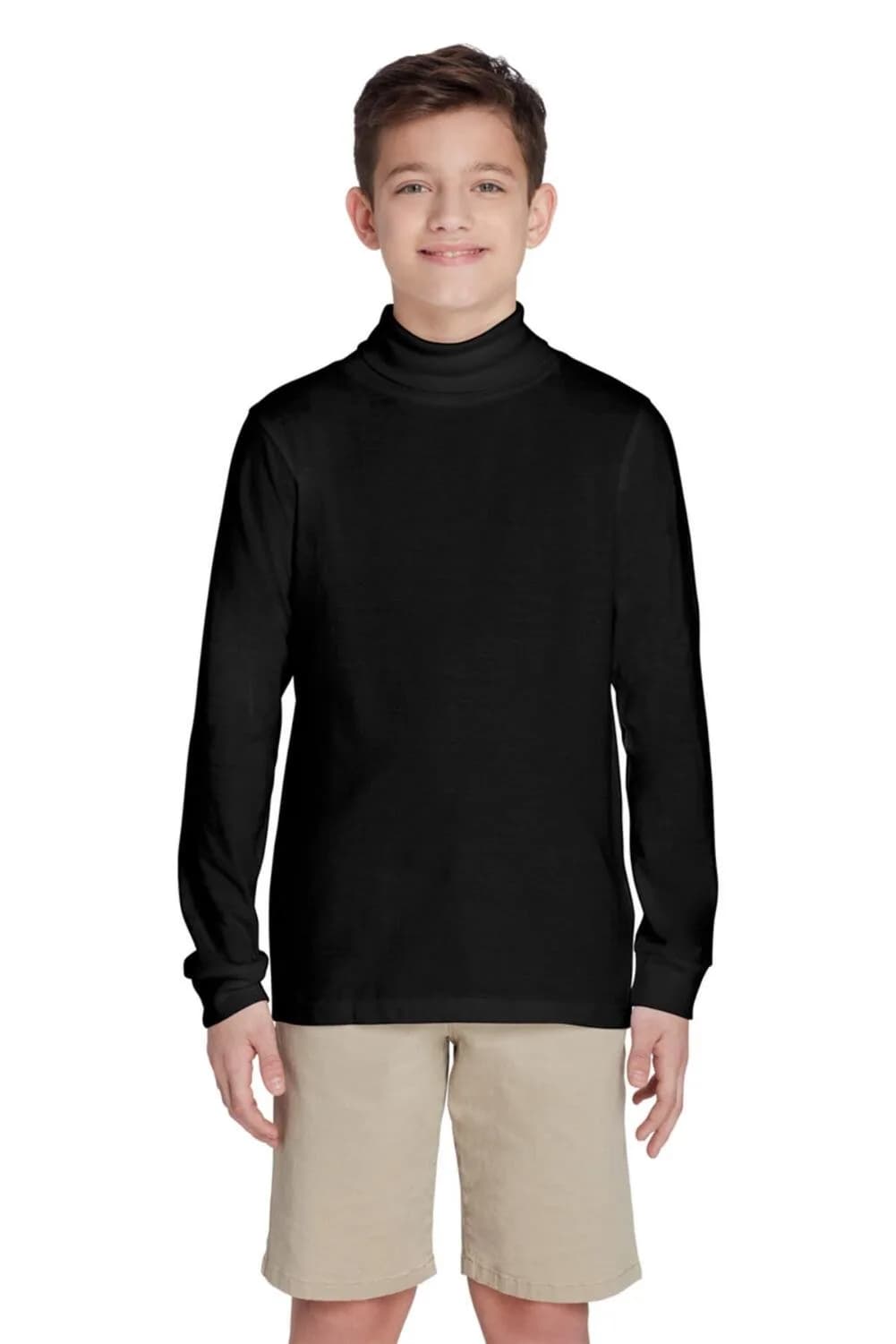 French Toast Big Boys' Long Sleeve Turtleneck Shirt, Black, 8 | Stylish & Soft Cotton for School & Casual Wear