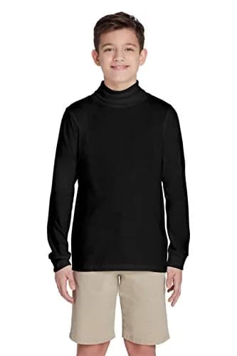 French Toast Big Boys' Long Sleeve Turtleneck Shirt, Black, 8 | Stylish & Soft Cotton for School & Casual Wear thumbnail 1