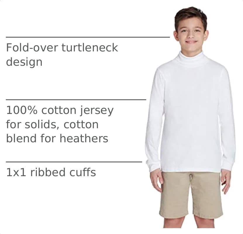French Toast Boys Turtleneck T Shirt, White, 14 US | Soft Cotton, School Style, Regular Fit thumbnail 5