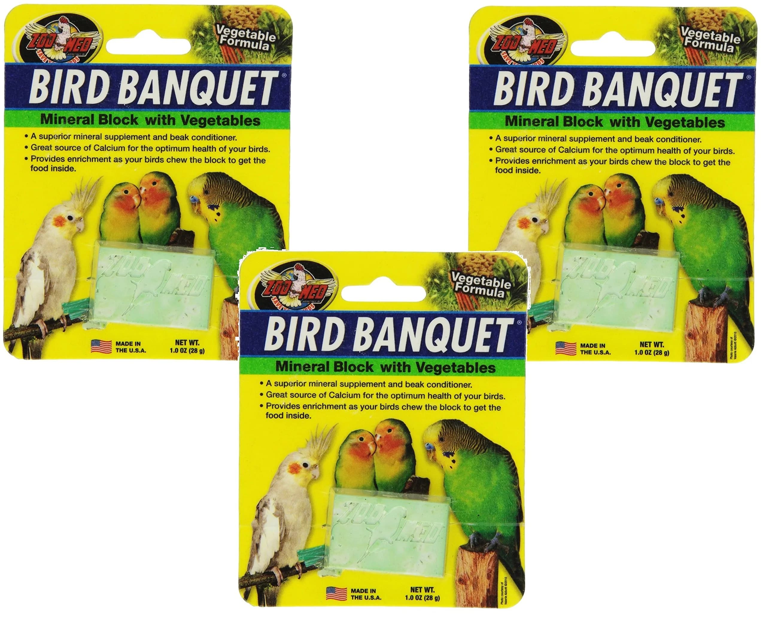 Zoo Med Laboratories Bird Banquet Vegetable Mineral Block, Small (3 oz / 85 g) | Calcium & Beak Health