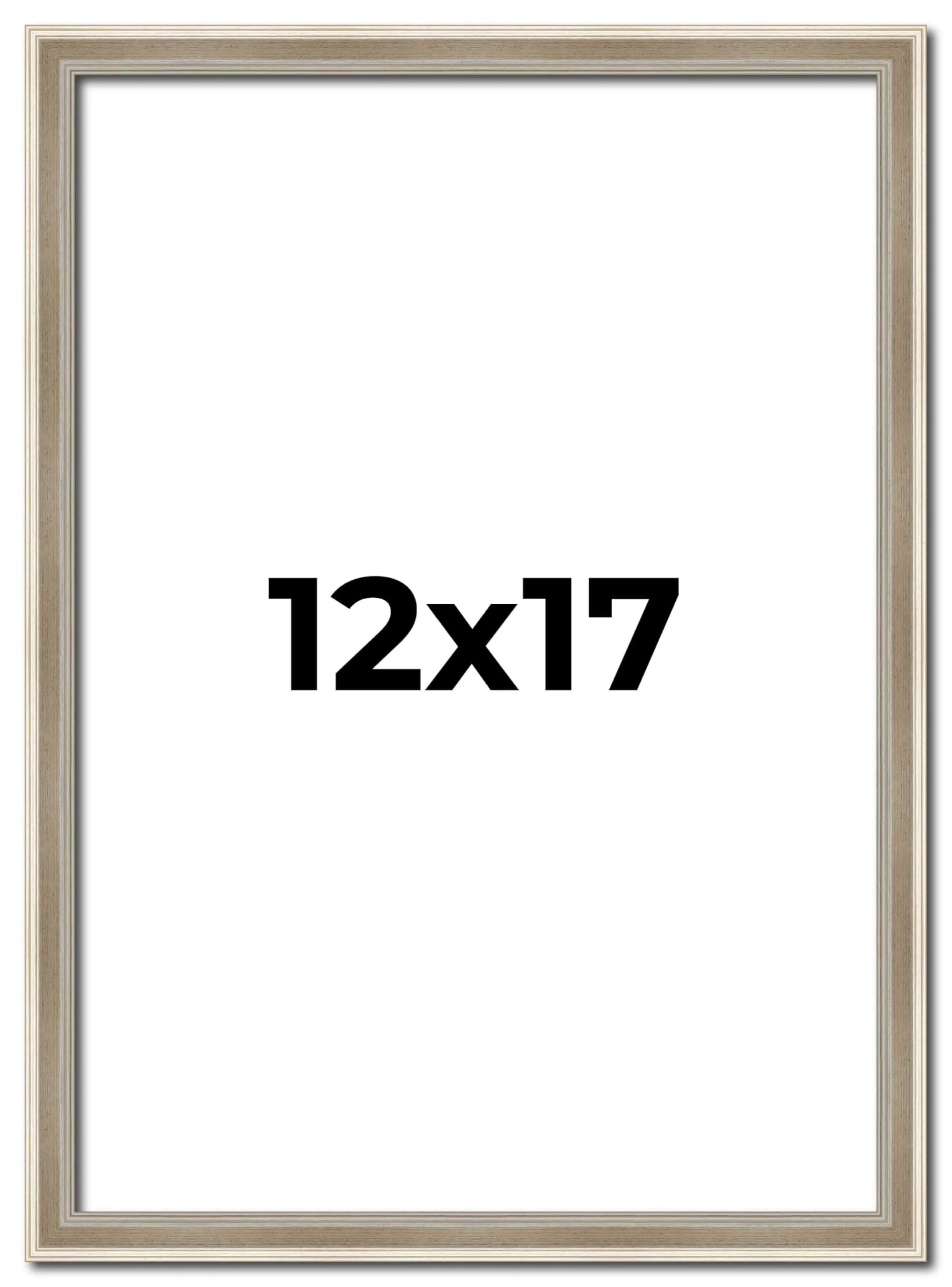 Poster Palooza 12x17 Frame Silver Modern Solid Wood Picture Frame | 0.75 Inch Moulding Width | with UV Acrylic Plexiglass, Foam Board Backing & Hanging Hardware Included
