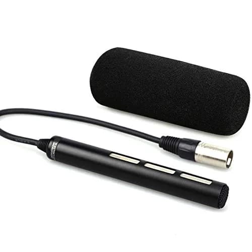 Kiorafoto Microphone for Camcorder & Camera | Directional XLR, Phantom Power, Wind Muff (22.5 in³, Black) thumbnail 1
