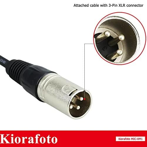 Kiorafoto Microphone for Camcorder & Camera | Directional XLR, Phantom Power, Wind Muff (22.5 in³, Black) thumbnail 4