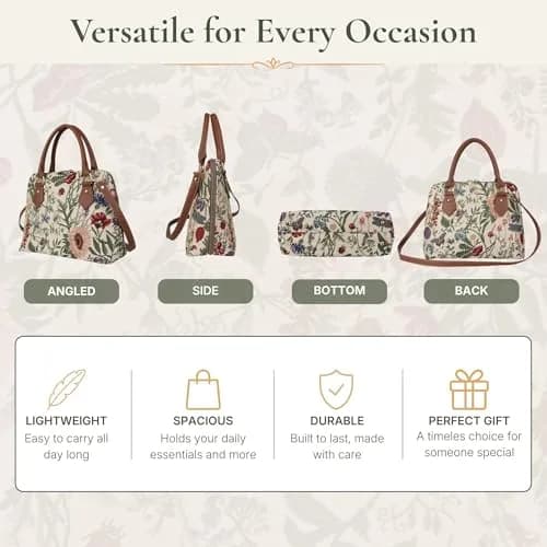 Signare Crossbody Bags for Women, Purses for Women, Zip Top, Morning Garden | Convertible, Eco-Friendly, Stylish thumbnail 5