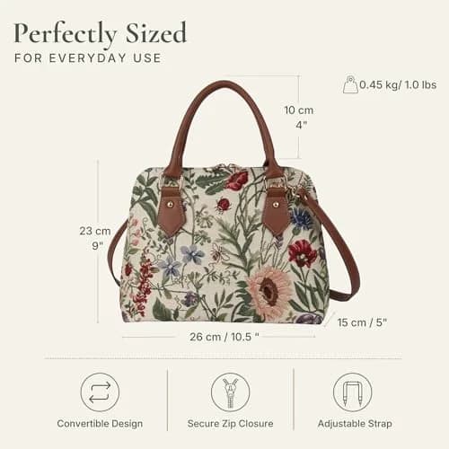 Signare Crossbody Bags for Women, Purses for Women, Zip Top, Morning Garden | Convertible, Eco-Friendly, Stylish thumbnail 4