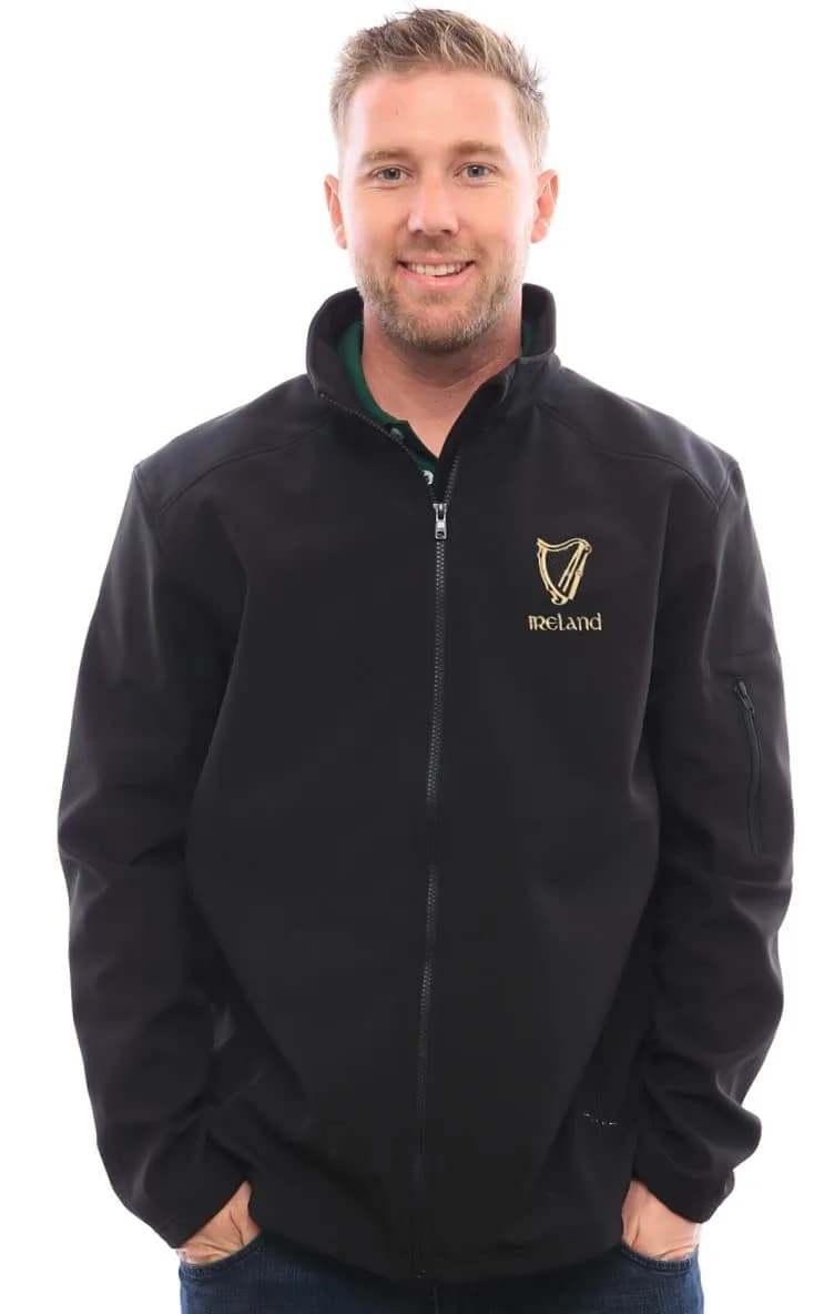 Dolmen Irish Harp Shell Jacket, Medium | Versatile Black Irish Touch