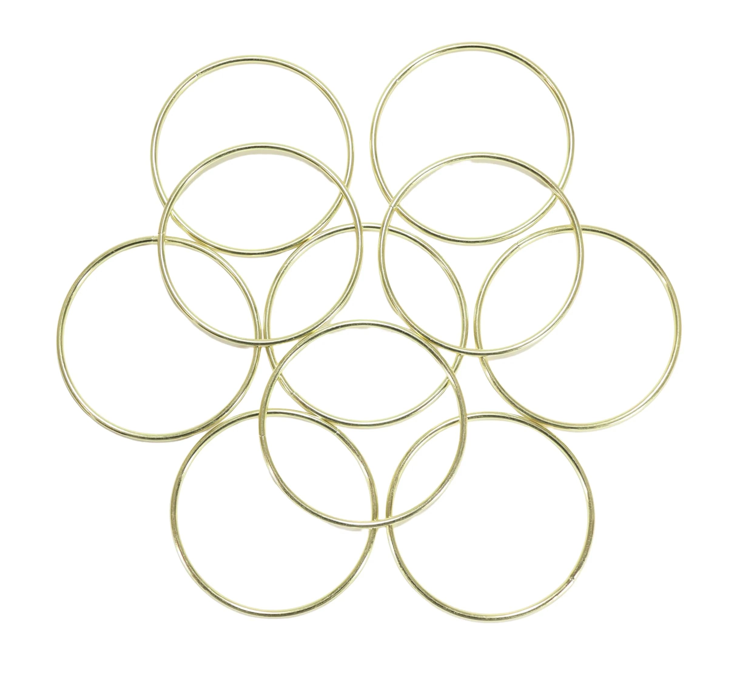 Pepperell Crafts 3 Inch Brass Metal Craft Macrame Rings (10-Pack, Gold) | 7.62 cm Diameter — Gold