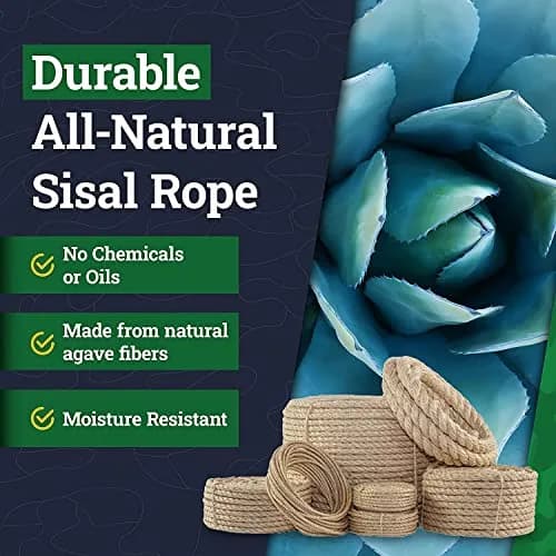 SGT KNOTS Twisted Sisal Rope, Natural Fiber for DIY & Crafts, 1/2 inch x 50 feet (15.24 m) | Heavy Duty & Water Resistant thumbnail 3