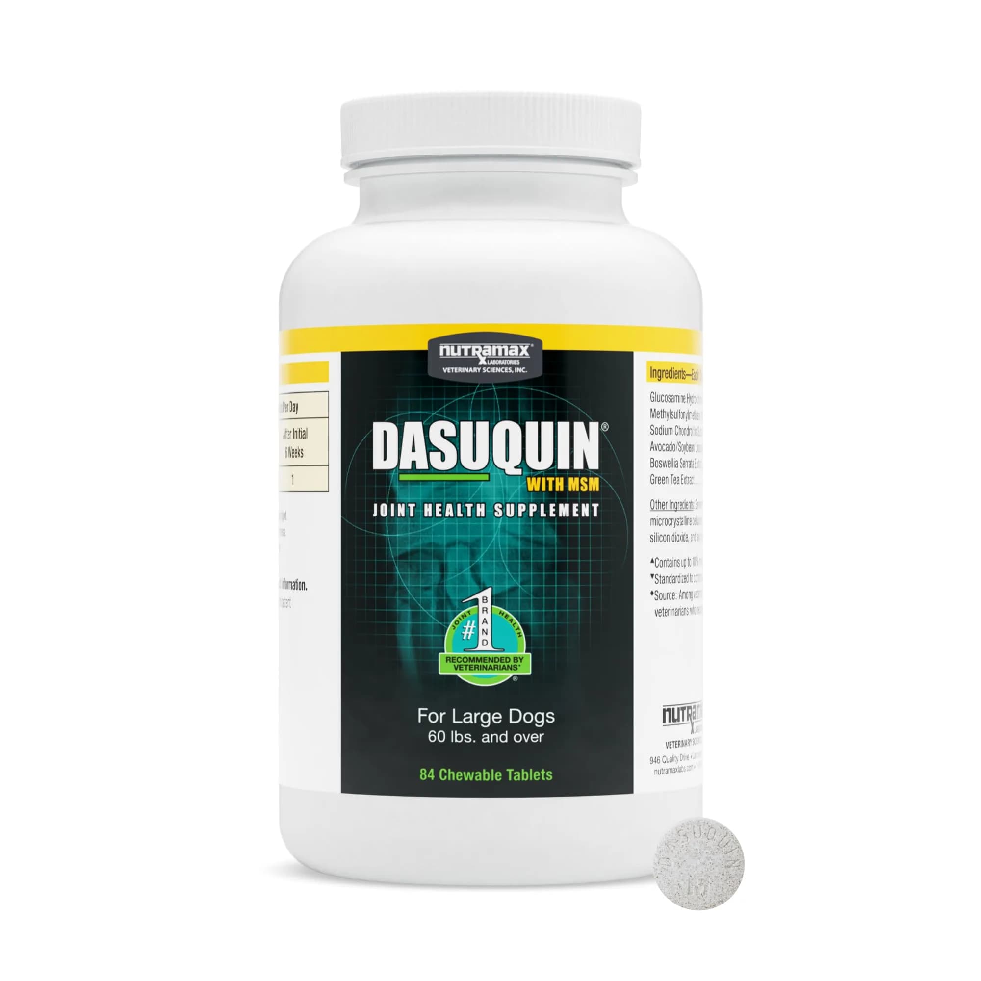 Nutramax Dasuquin MSM Joint Supplement for Large Dogs, Chewable Tablets, 84 Count | Vet Recommended USA Import - main product image