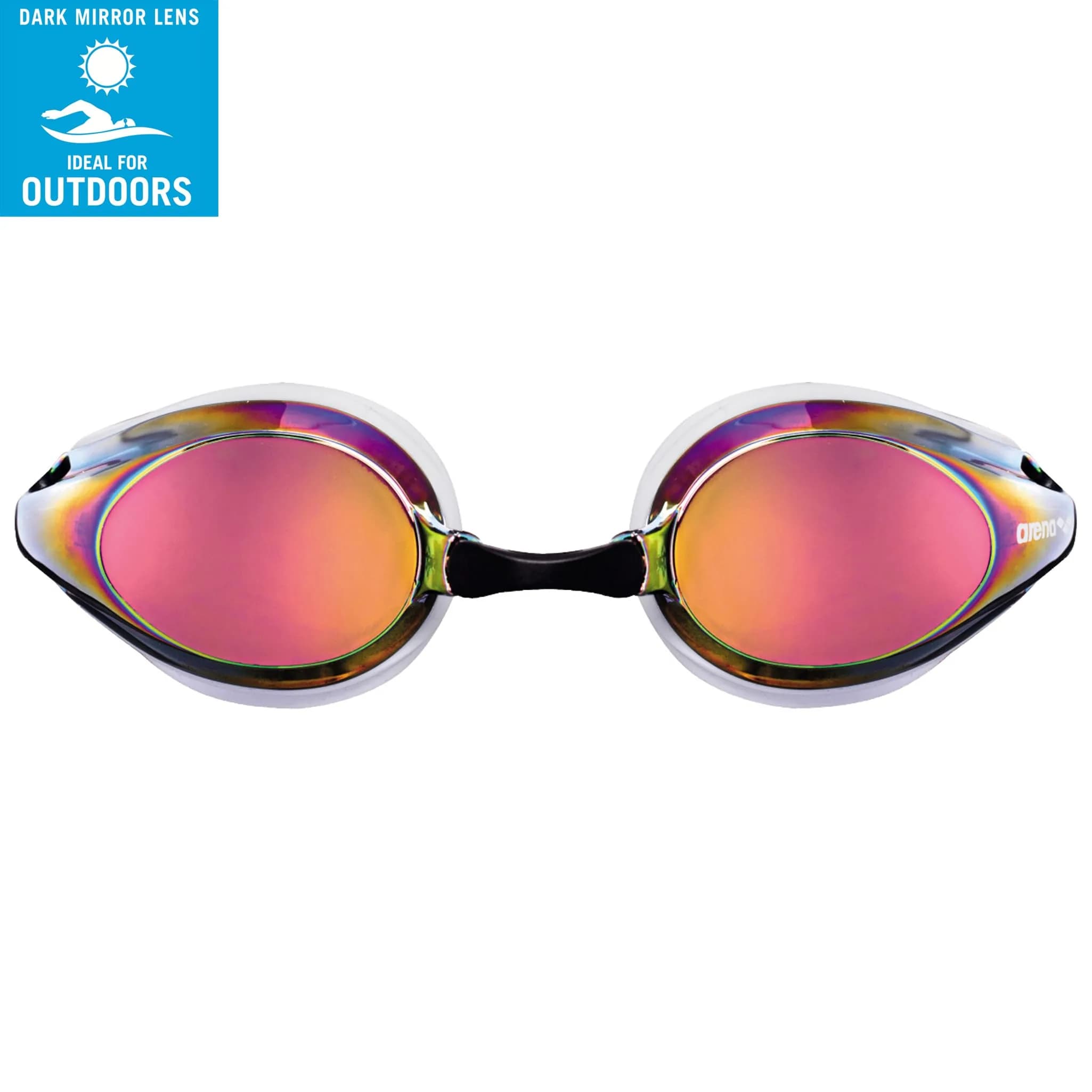 ARENA Tracks Unisex Adult Mirrored Racing Swim Goggles - White / Red Copper / Black - view 3