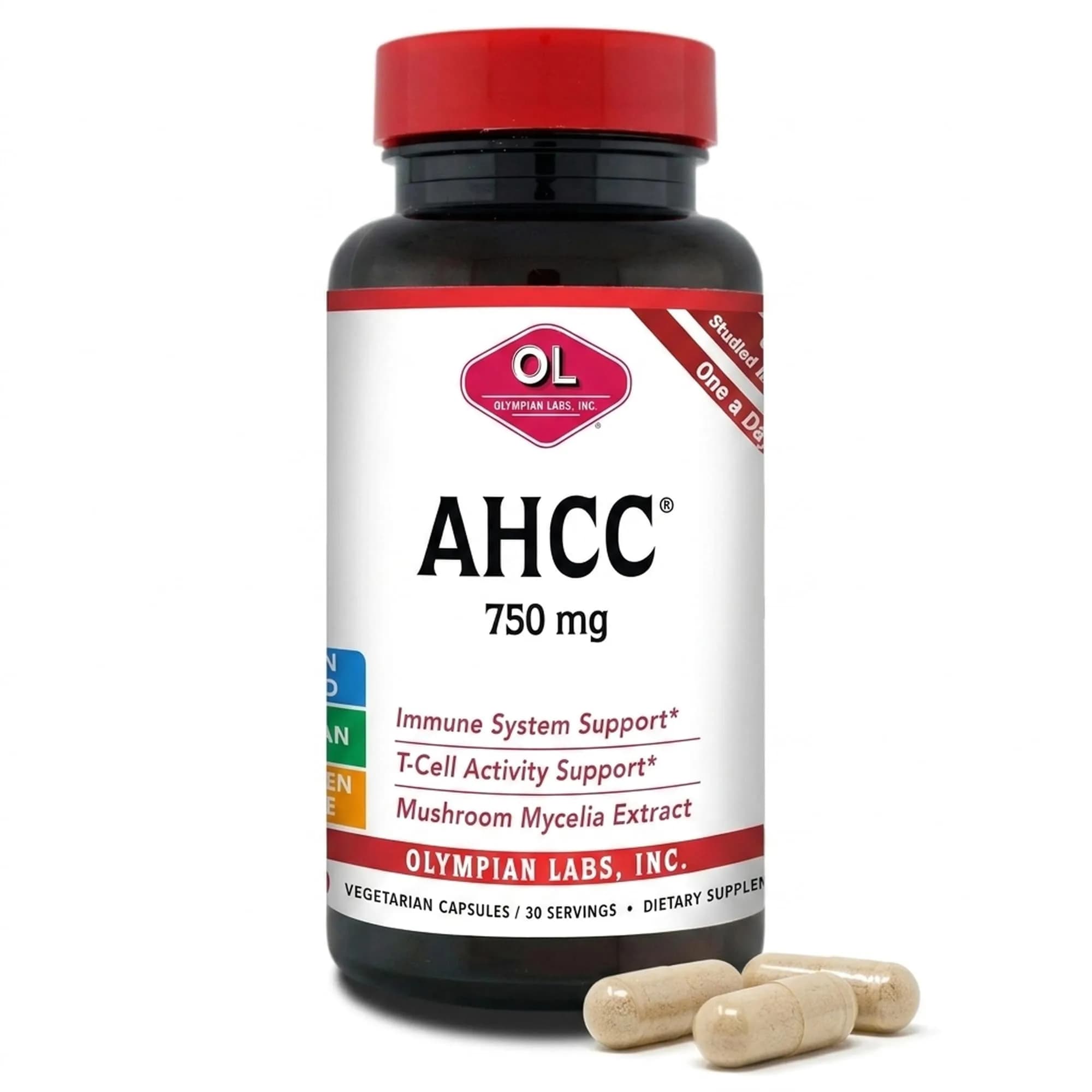 Olympian Labs Premium AHCC Supplement 750mg | Supports Immune & Liver Function, 30 Capsules — Capsule