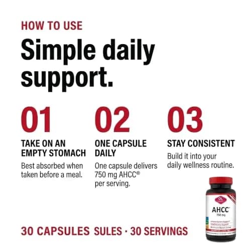 Olympian Labs Premium AHCC Supplement 750mg | Supports Immune & Liver Function, 30 Capsules thumbnail 3