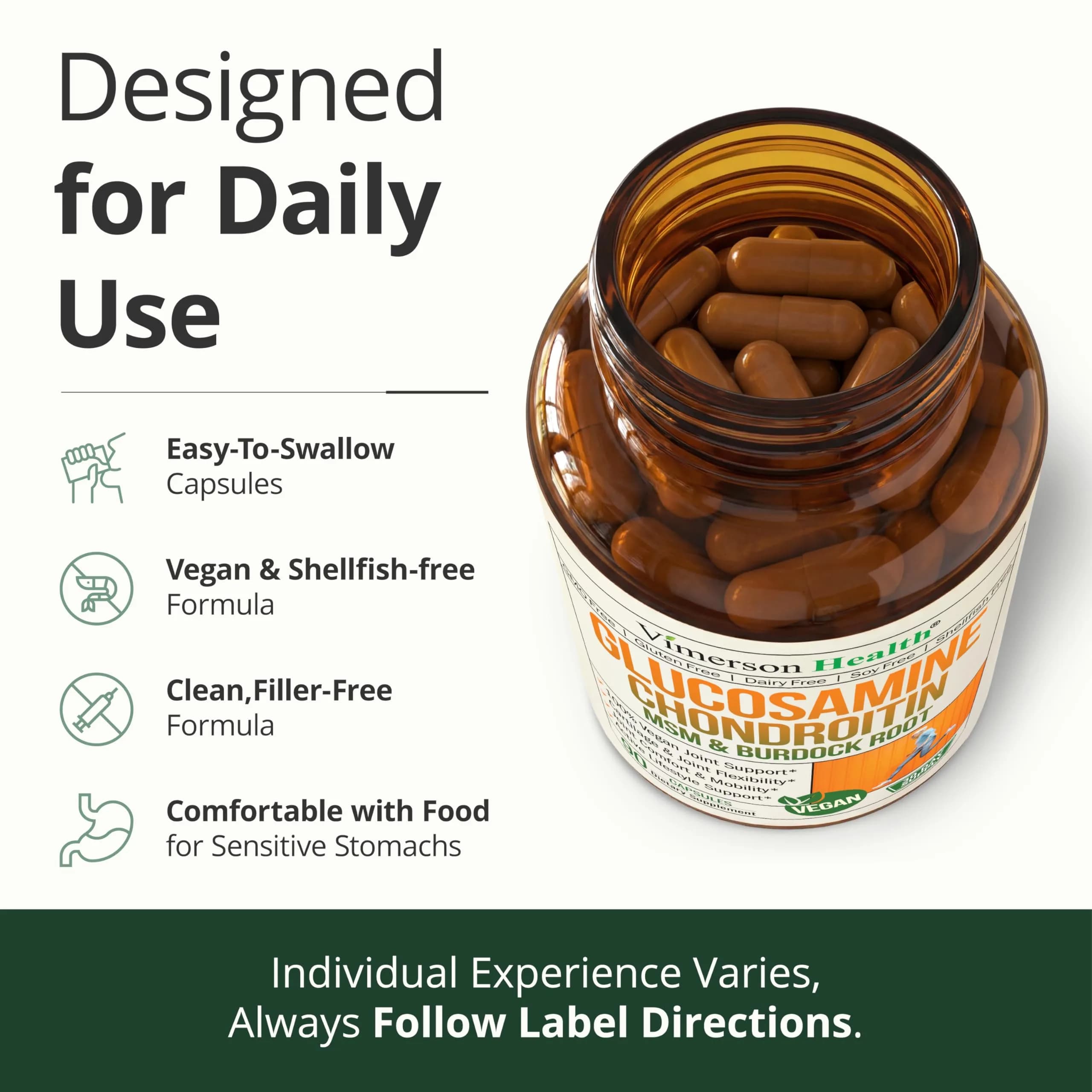 Vimerson Health Glucosamine Chondroitin MSM Joint Support Supplement | 1500 mg for Cartilage Health - view 9