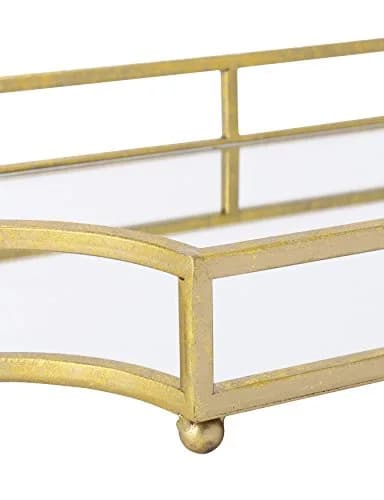 Kate and Laurel Ciel Metal Mirrored Ornate Scalloped Decorative Tray, Gold | Glam Chic Home Accent thumbnail 2