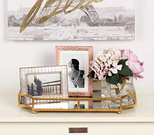 Kate and Laurel Ciel Metal Mirrored Ornate Scalloped Decorative Tray, Gold | Glam Chic Home Accent thumbnail 3