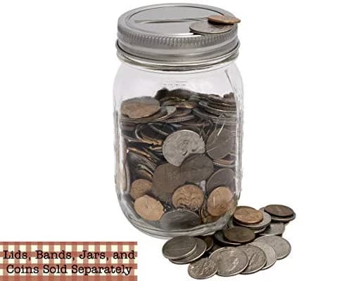 Mason Jar Lifestyle Stainless Steel Coin Slot Bank Lid Inserts Regular Mouth | Rustproof & Dishwasher Safe thumbnail 5