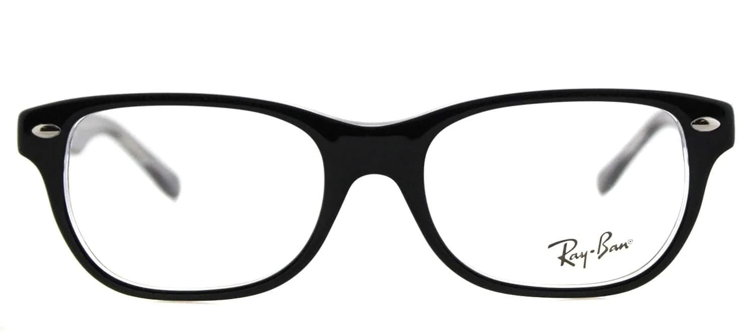 Ray-Ban RY1555 Kids' Prescription Eyeglass Frames 46 mm | Square, Black on Transparent thumbnail 2