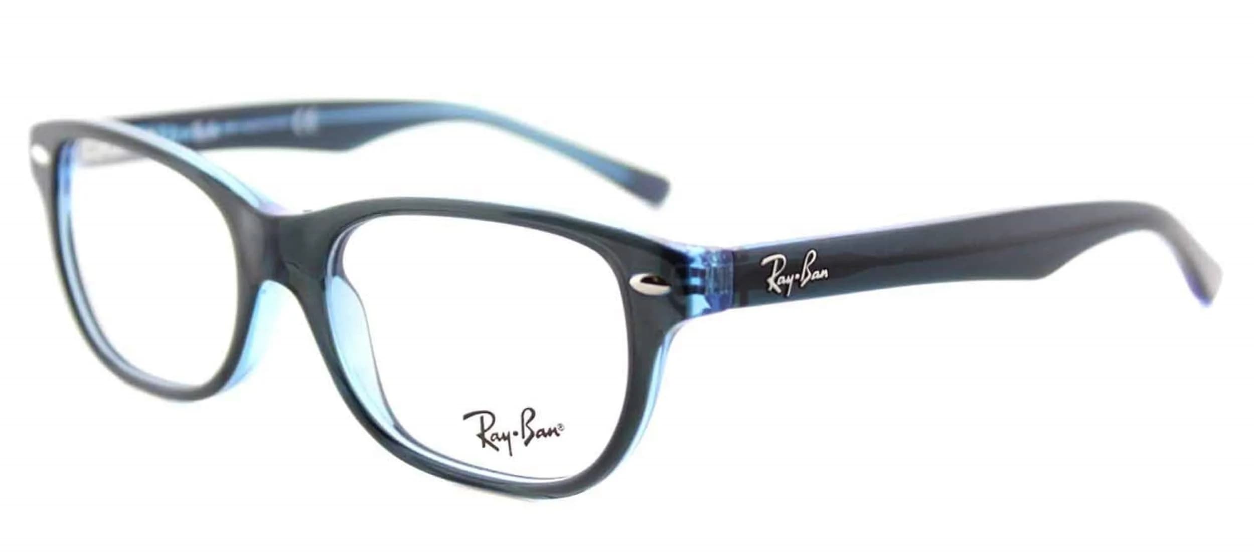 Ray-Ban Junior Kids' RY1555 Square Prescription Eyeglass Frames, 48 mm | Blue Fluorescent/ Demo Lens