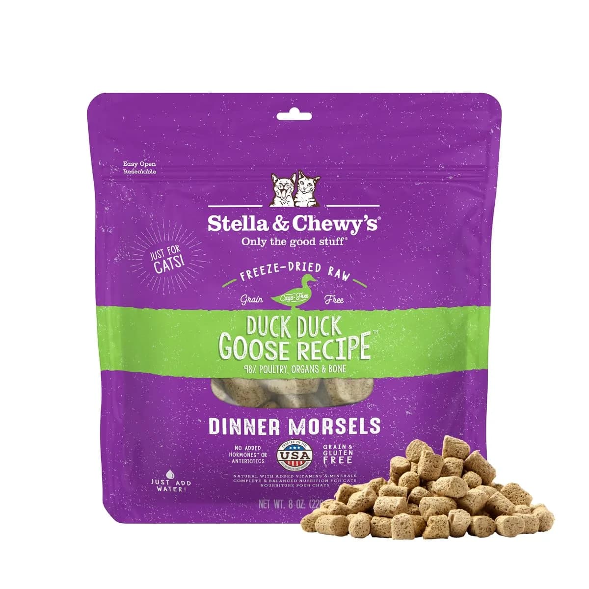 Stella & Chewy's Freeze-Dried Raw Duck & Goose Cat Food 227 g (8 oz) | Complete Nutrition for All Life Stages