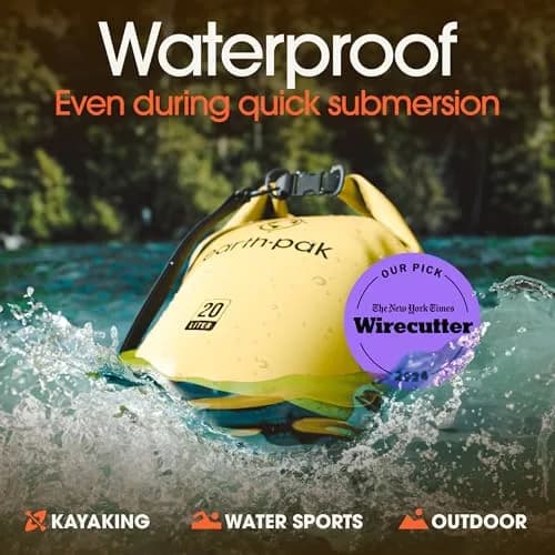 Earth Pak 10L Waterproof Dry Bag Yellow | Roll Top Dry Sack for Kayaking, Boating, Paddleboarding thumbnail 3