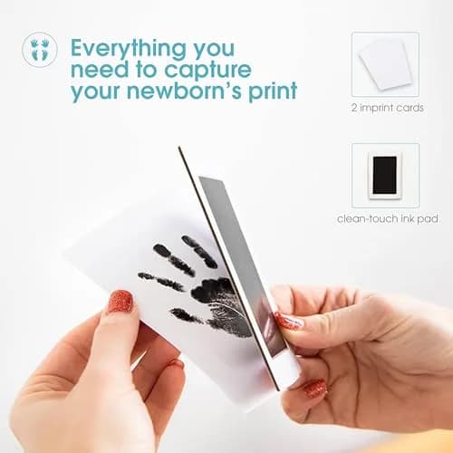 Pearhead Inkless Baby Hand and Footprint Kit | Mess-Free Clean Touch Ink Pad for Newborn Keepsake, Zero Ink on Skin, 2.25" x 3.5" Prints thumbnail 2