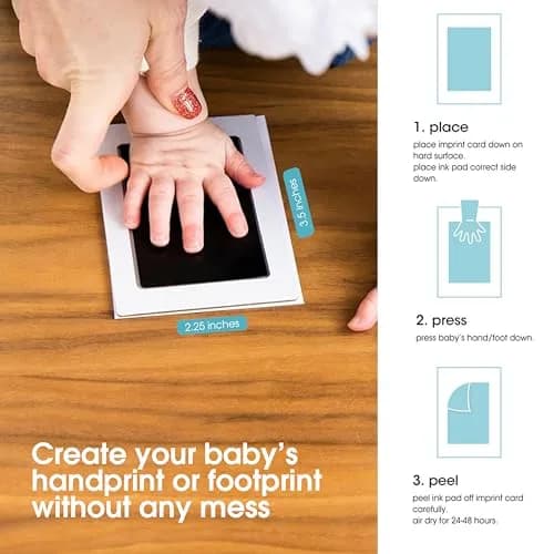 Pearhead Inkless Baby Hand and Footprint Kit | Mess-Free Clean Touch Ink Pad for Newborn Keepsake, Zero Ink on Skin, 2.25" x 3.5" Prints thumbnail 3