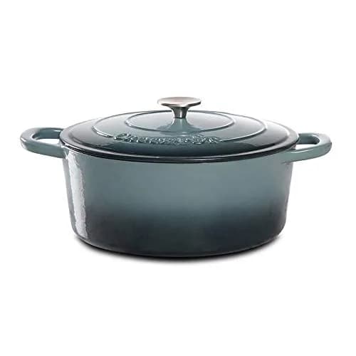 Crock-Pot Artisan 7-Quart Oval Enameled Cast Iron Dutch Oven – Slate Gray, Heavy-Duty Cookware for Slow Cooking, Roasting, Baking with Lid thumbnail 1