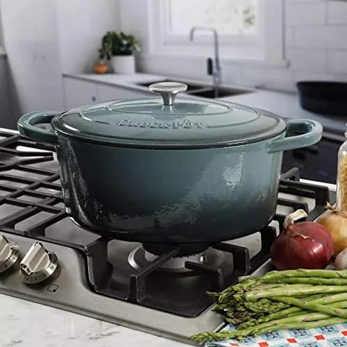 Crock-Pot Artisan 7-Quart Oval Enameled Cast Iron Dutch Oven – Slate Gray, Heavy-Duty Cookware for Slow Cooking, Roasting, Baking with Lid thumbnail 4
