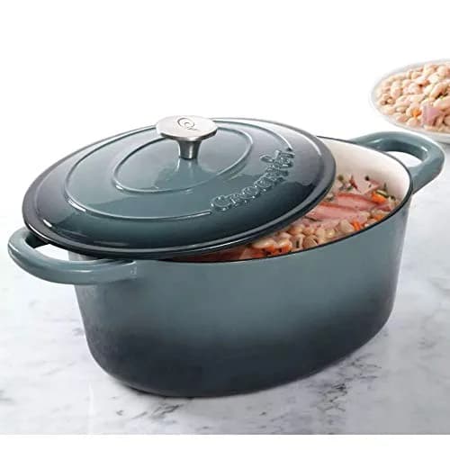Crock-Pot Artisan 7-Quart Oval Enameled Cast Iron Dutch Oven – Slate Gray, Heavy-Duty Cookware for Slow Cooking, Roasting, Baking with Lid thumbnail 2