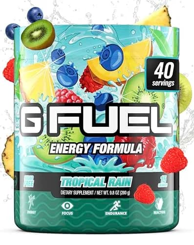 G Fuel Tropical Rain Energy Drink Powder 9.8oz | Sugar-Free Focus & Vitamins for Gaming & Fitness thumbnail 1