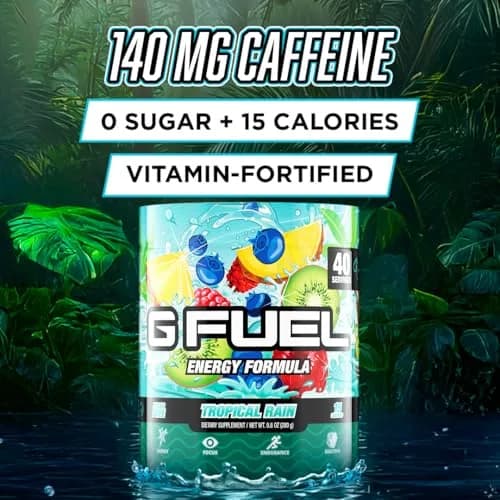G Fuel Tropical Rain Energy Drink Powder 9.8oz | Sugar-Free Focus & Vitamins for Gaming & Fitness thumbnail 2