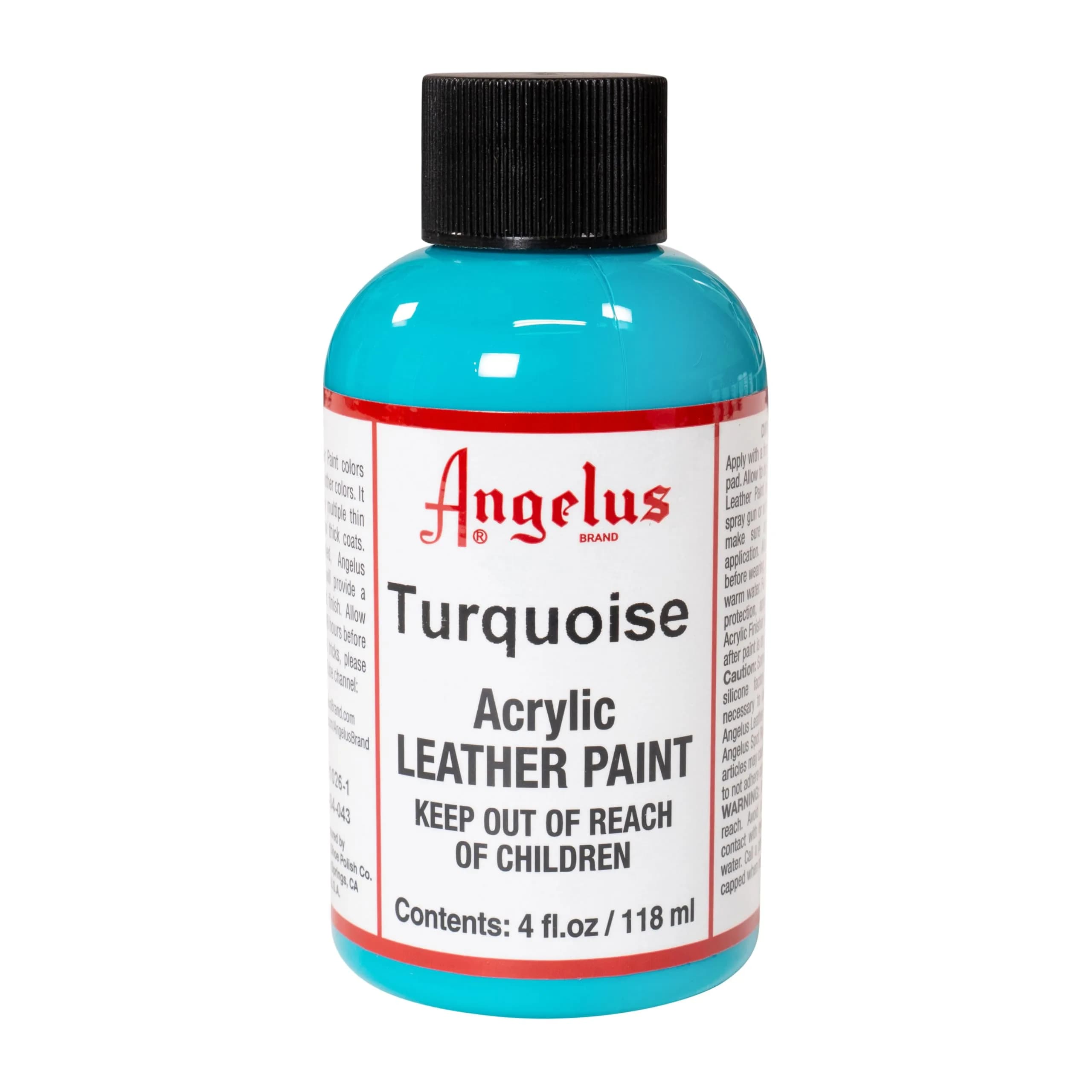 Angelus Acrylic Leather Paint Turquoise 4 Fl Oz (118 ml) | USA-Sourced Craft Paint - main product image