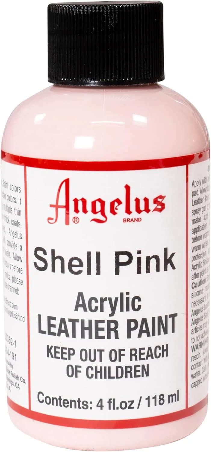 Angelus Acrylic Leather Paint, Shell Pink, 4 oz (118 ml) | Non-Toxic Water-Based Formula for Customization - main product image