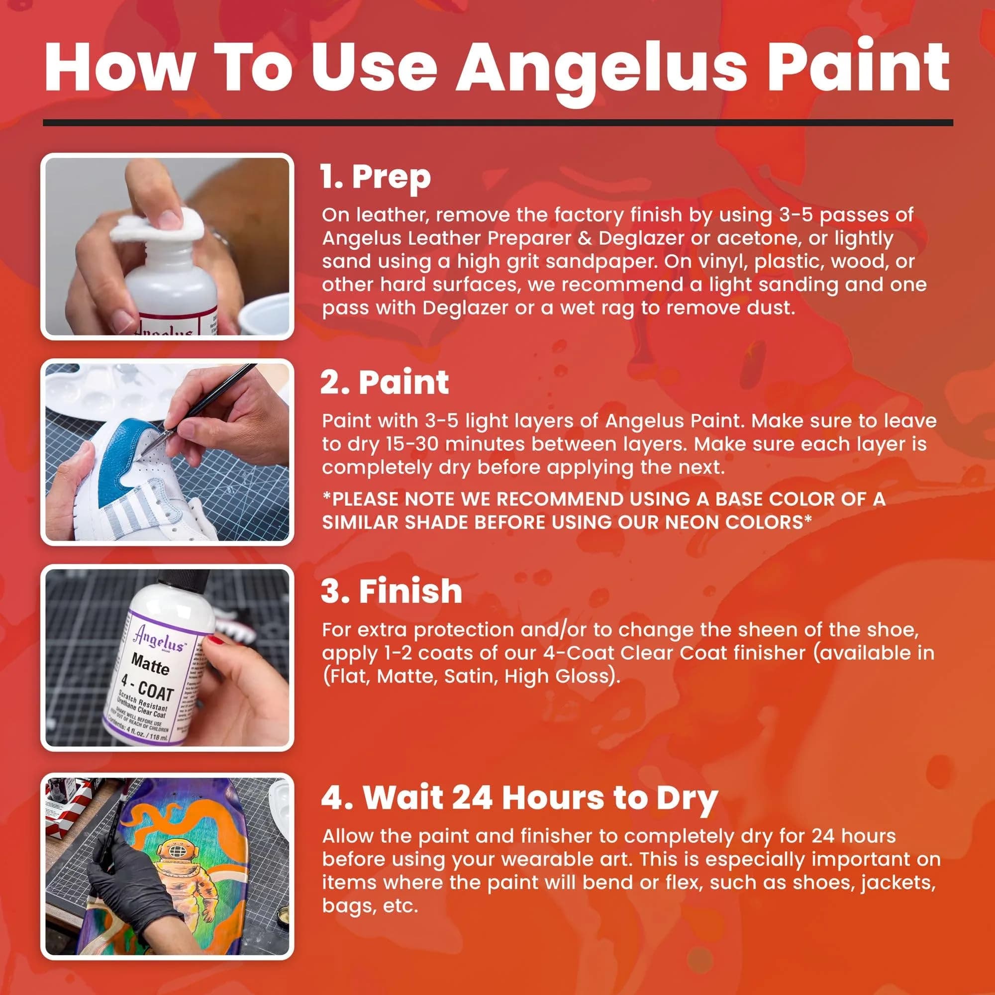 Angelus Acrylic Leather Paint, Shell Pink, 4 oz (118 ml) | Non-Toxic Water-Based Formula for Customization - view 9