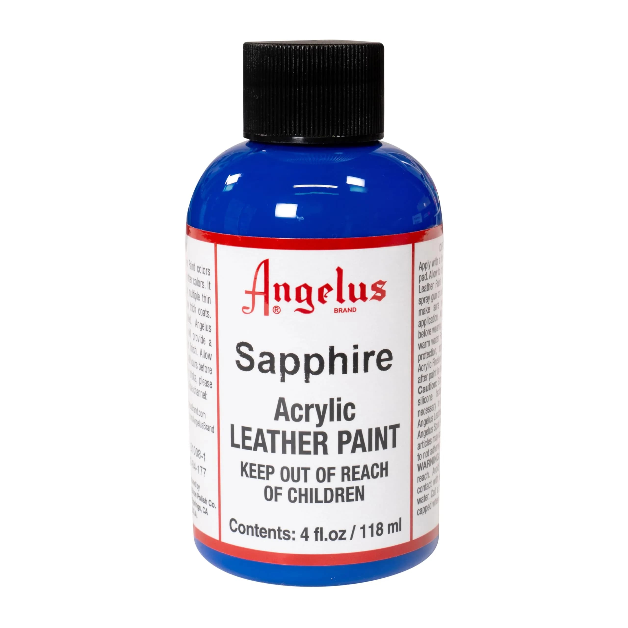 Angelus Acrylic Leather Paint Sapphire 4 Fl Oz (118 ml) | Non-Toxic, Water-Based Formula for Customizing Shoes & Apparel