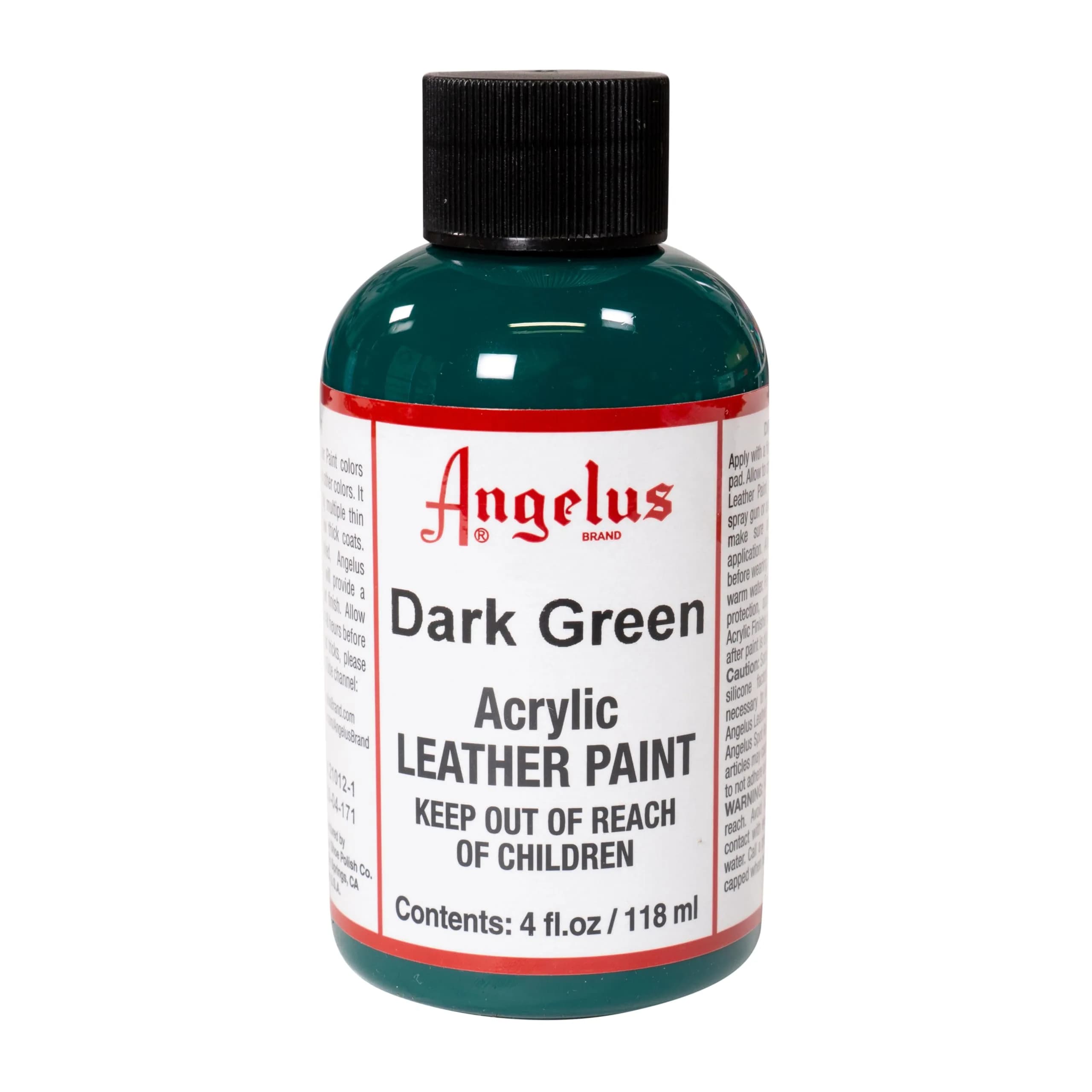 Angelus Dark Green Acrylic Leather Paint (4 oz / 118 ml) | Non-Toxic Water-Based Formula for Customizing Shoes & Apparel - main product image