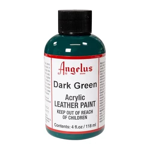 Angelus Dark Green Acrylic Leather Paint (4 oz / 118 ml) | Non-Toxic Water-Based Formula for Customizing Shoes & Apparel - view 3