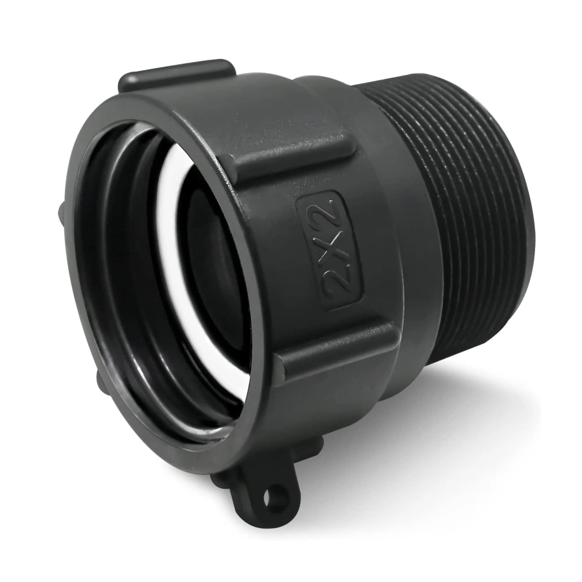PERMINKS S60x6 IBC Tote Adapter with 2" NPT Fitting | Converts 275-330 Gal Tanks to Standard Plumbing — Black