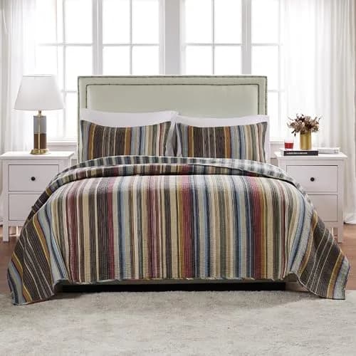 Greenland Home Fashions Durango Quilt Set Full/Queen | Rustic Earth Tones, 100% Cotton, Oversized thumbnail 3