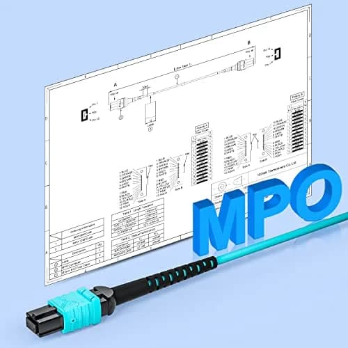 10Gtek MPO to MPO OM3 Fiber Patch Cable 1m (3.3ft) | 8-Core Multimode Jumper for QSFP+ Transceivers thumbnail 6