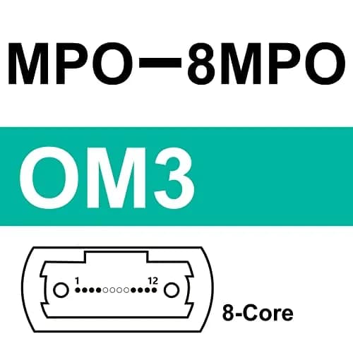10Gtek Fiber Patch Cable MPO to MPO OM3 3m | Multimode 8-core Fiber Jumper for QSFP+Transceivers thumbnail 5