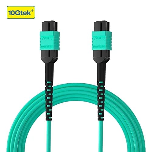 10Gtek Fiber Patch Cable MPO to MPO OM3 3m | Multimode 8-core Fiber Jumper for QSFP+Transceivers thumbnail 2