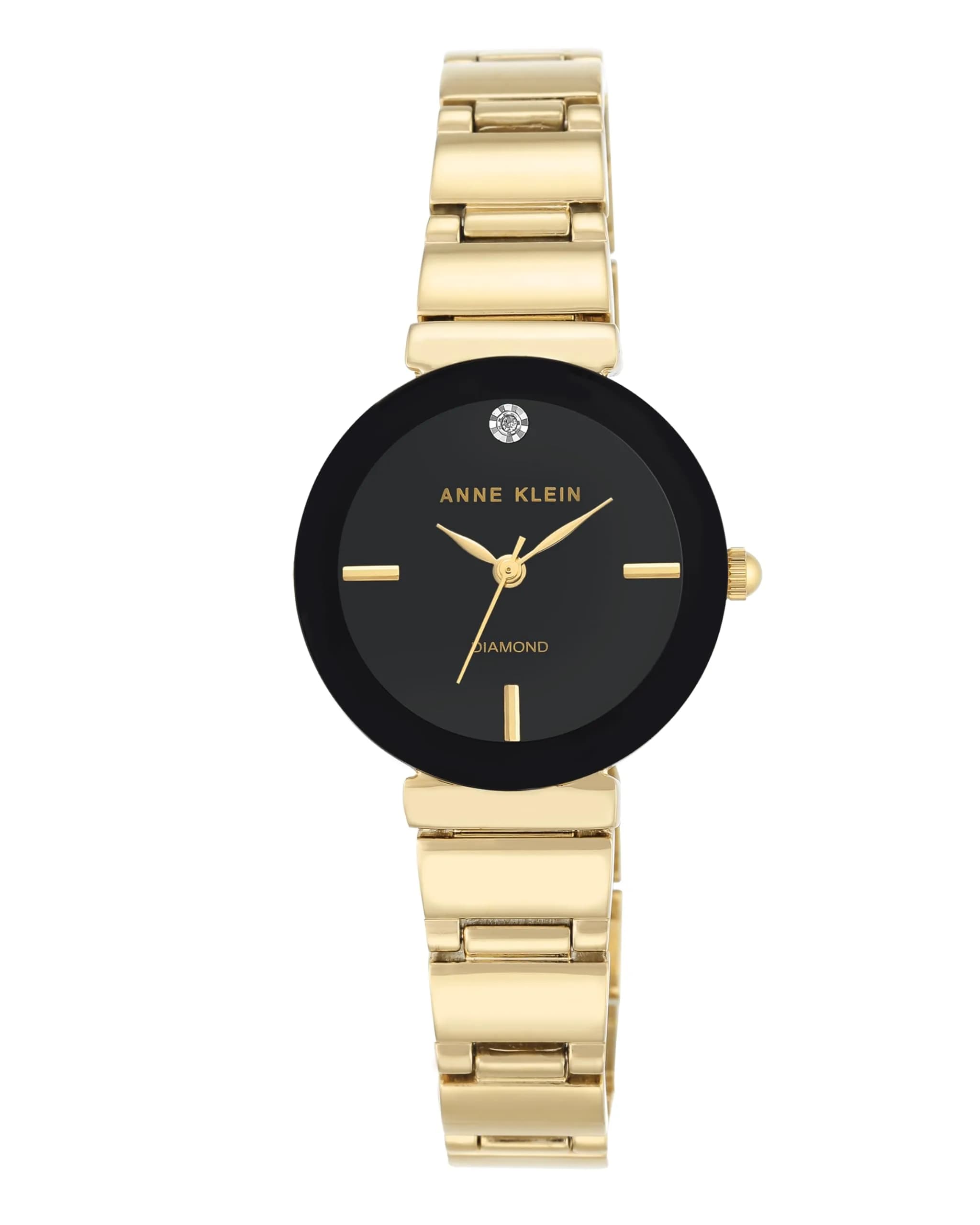 Anne Klein Women's Genuine Diamond Dial Bracelet Watch 28mm (1.10 inches) | Classic Quartz Fashion Accessory — Gold/Black