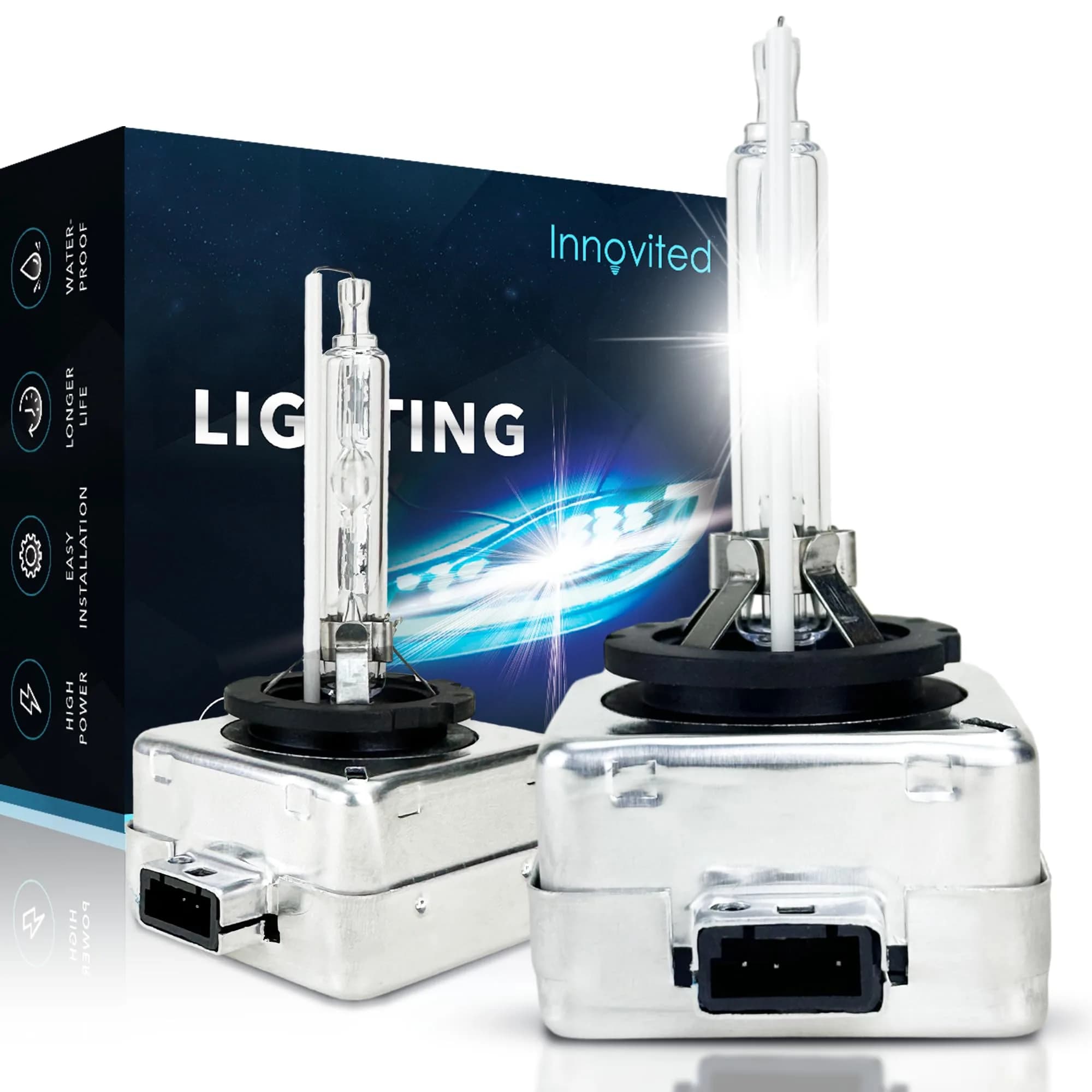 Innovited D1S HID Xenon Headlight Bulbs 8000K White Blue | High Brightness, Easy Install