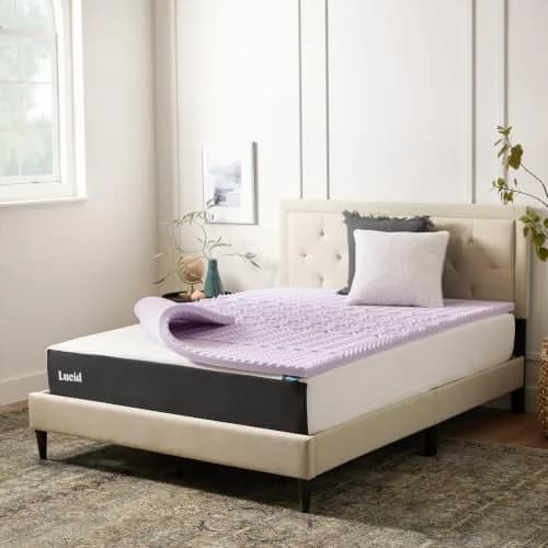 LUCID 2 Inch Lavender Memory Foam Topper | 5 Zones, Plush, Twin Size thumbnail 1