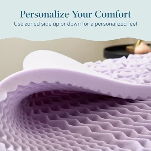 LUCID 2 Inch Lavender Memory Foam Topper | 5 Zones, Plush, Twin Size thumbnail 4