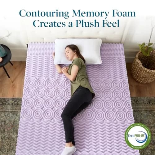 LUCID 2 Inch Lavender Memory Foam Topper | 5 Zones, Plush, Twin Size thumbnail 6