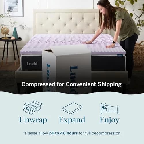 LUCID 2 Inch Lavender Memory Foam Topper | 5 Zones, Plush, Twin Size thumbnail 7