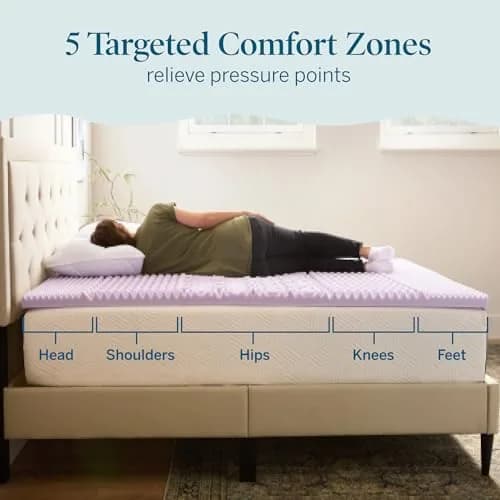 LUCID 2 Inch Lavender Memory Foam Topper | 5 Zones, Plush, Twin Size thumbnail 2